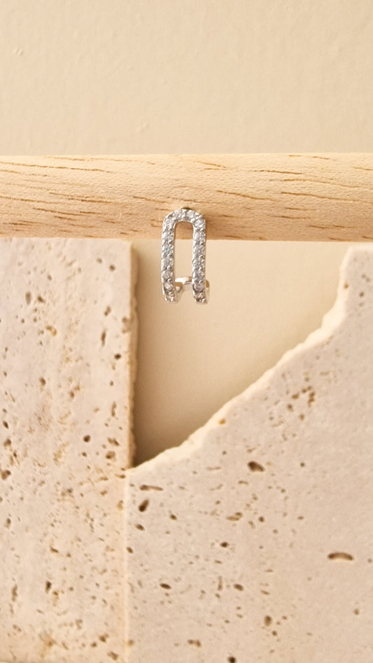 Double up shiny oorbel Zilver