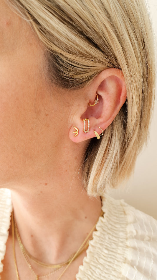 Double up shiny oorbel