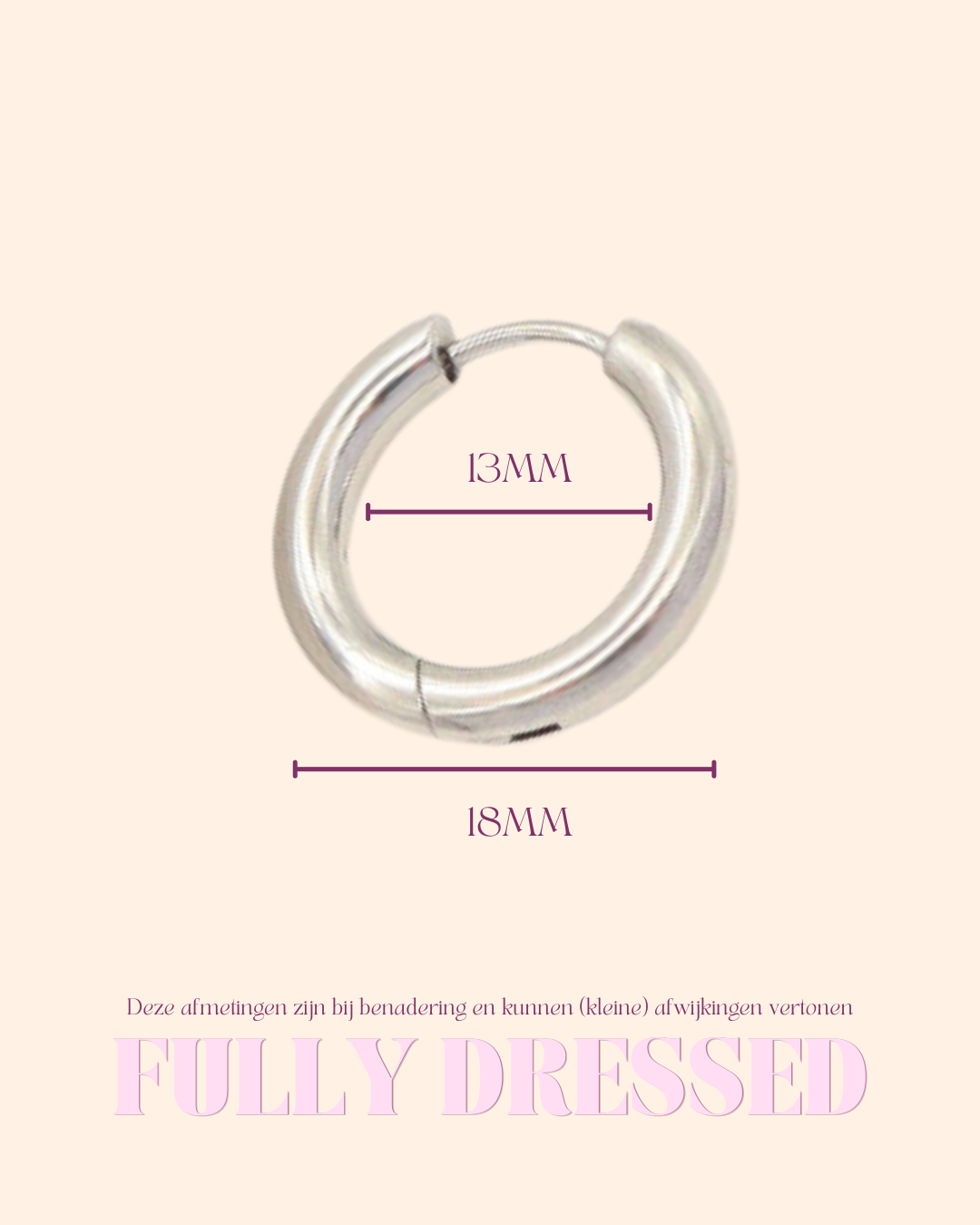 Basic rounded 13mm oorbel zilver
