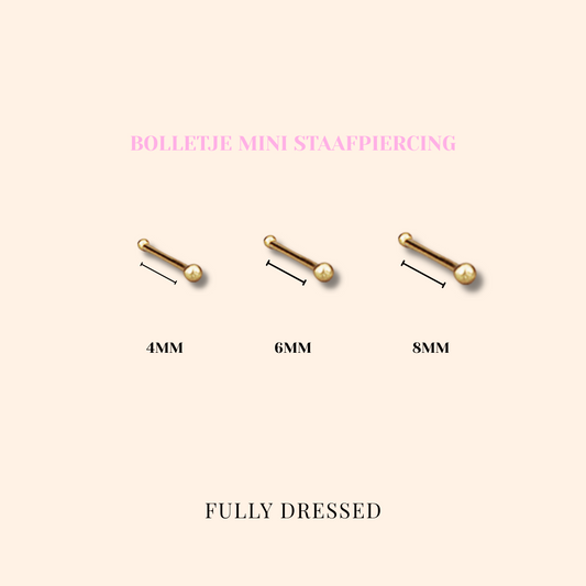 Bolletje mini staafpiercing