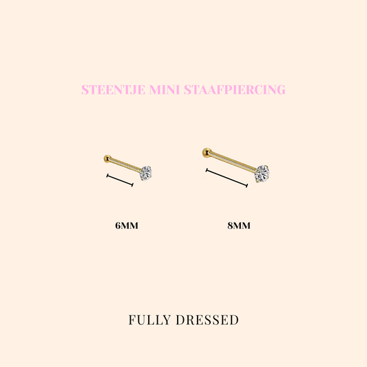 Steentje mini staafpiercing