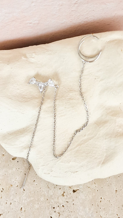 Here I am oorbel en ear cuff zilver