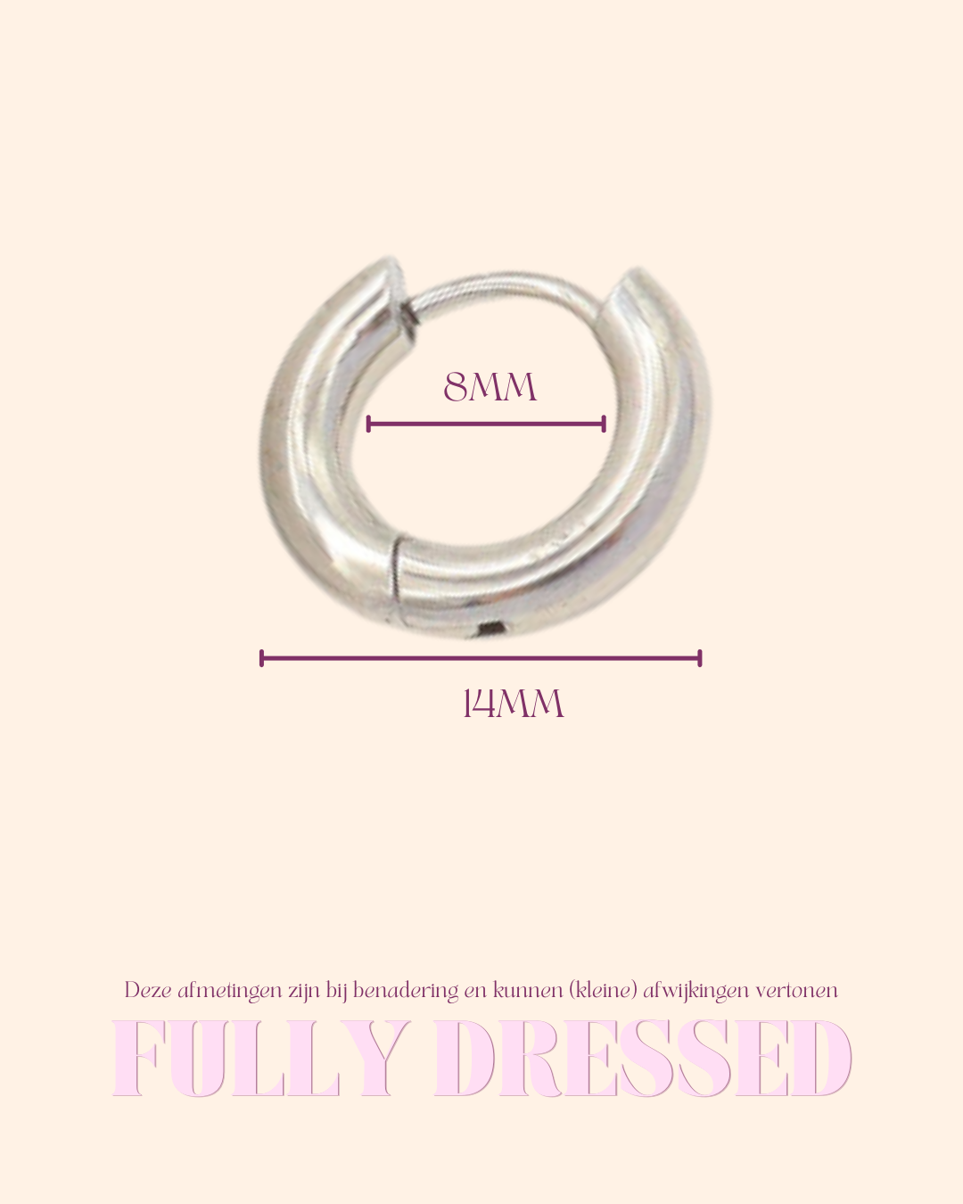 Basic rounded 8mm oorbel zilver