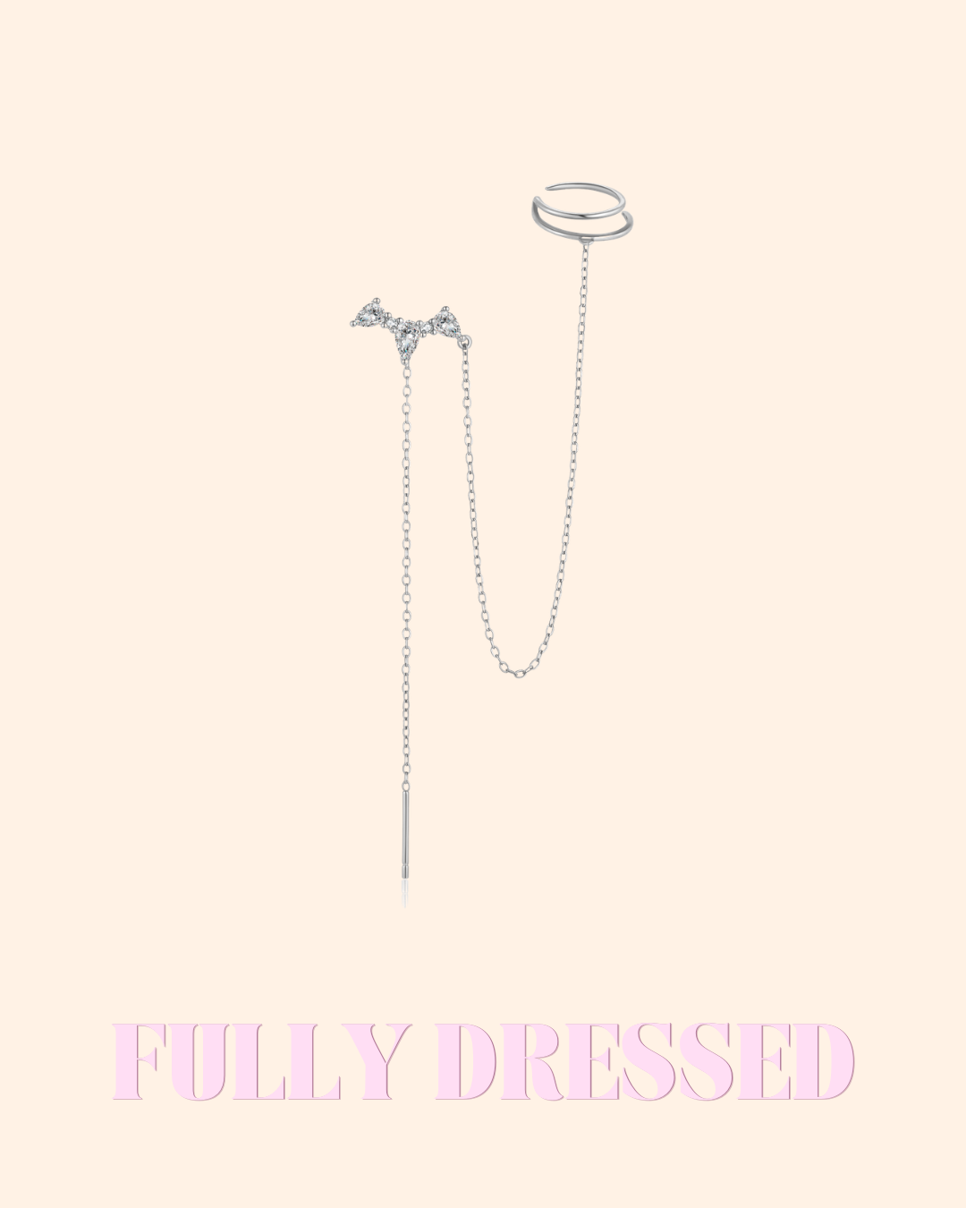 Here I am oorbel en ear cuff zilver