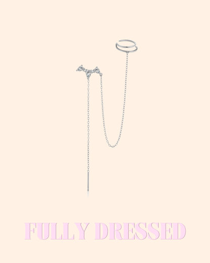 Here I am oorbel en ear cuff zilver
