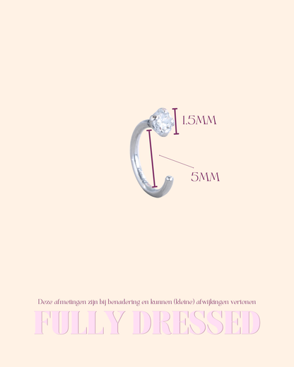 Shiny hug 5mm piercing zilver