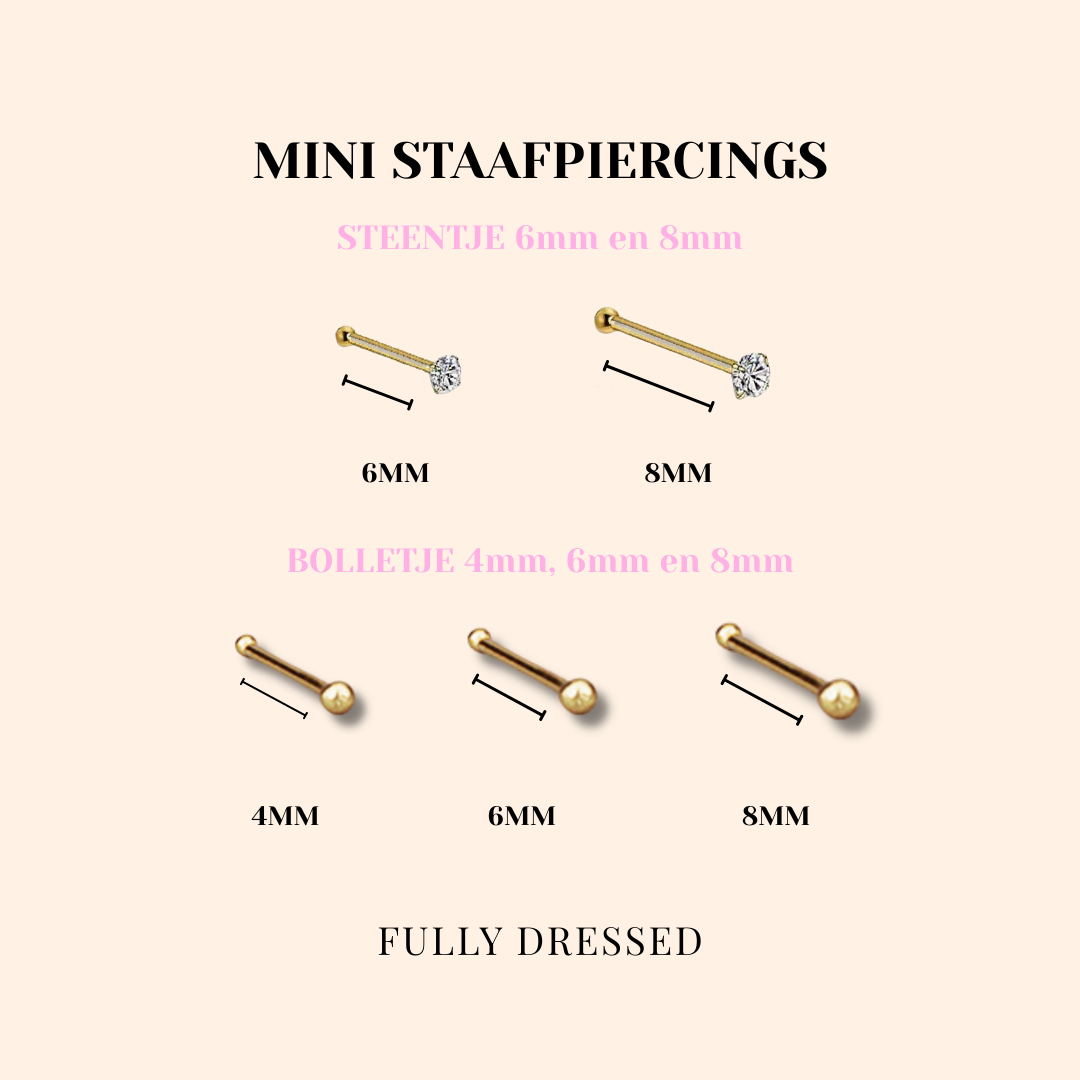 Steentje mini staafpiercing