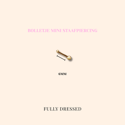 Bolletje mini staafpiercing