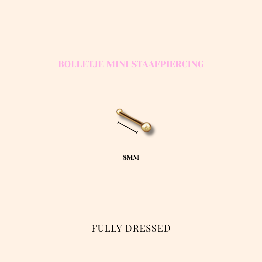 Bolletje mini staafpiercing