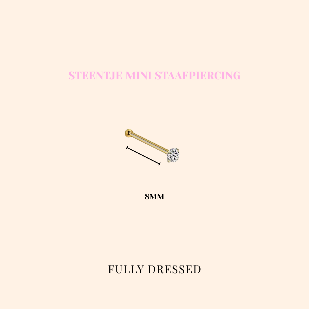 Steentje mini staafpiercing